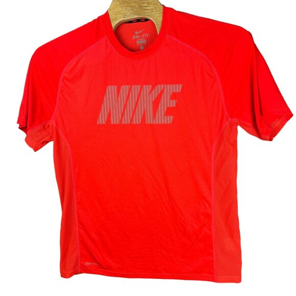 Nike Dri-Fit Shirt Men XL Mesh Performance Red Short Sleeve Running - Picture 1 of 11